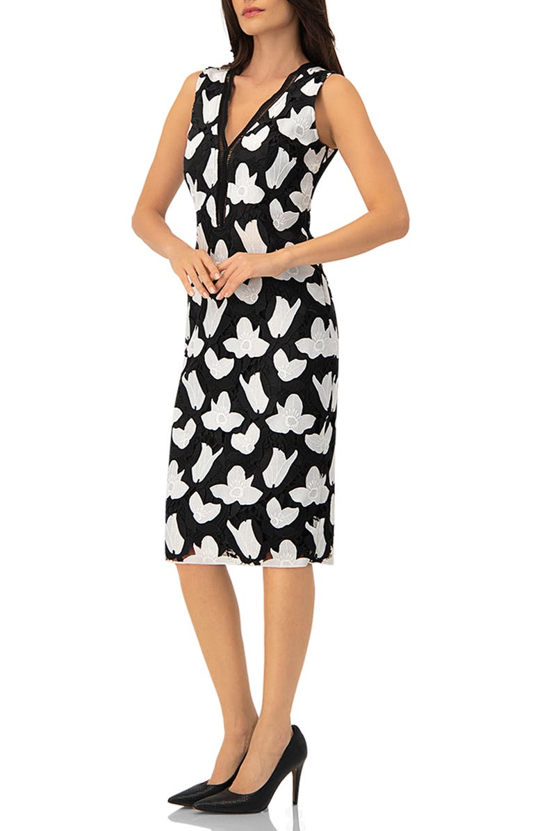 IVONNE Floral Embroidered Sheath Dress, Alternate, color, Black