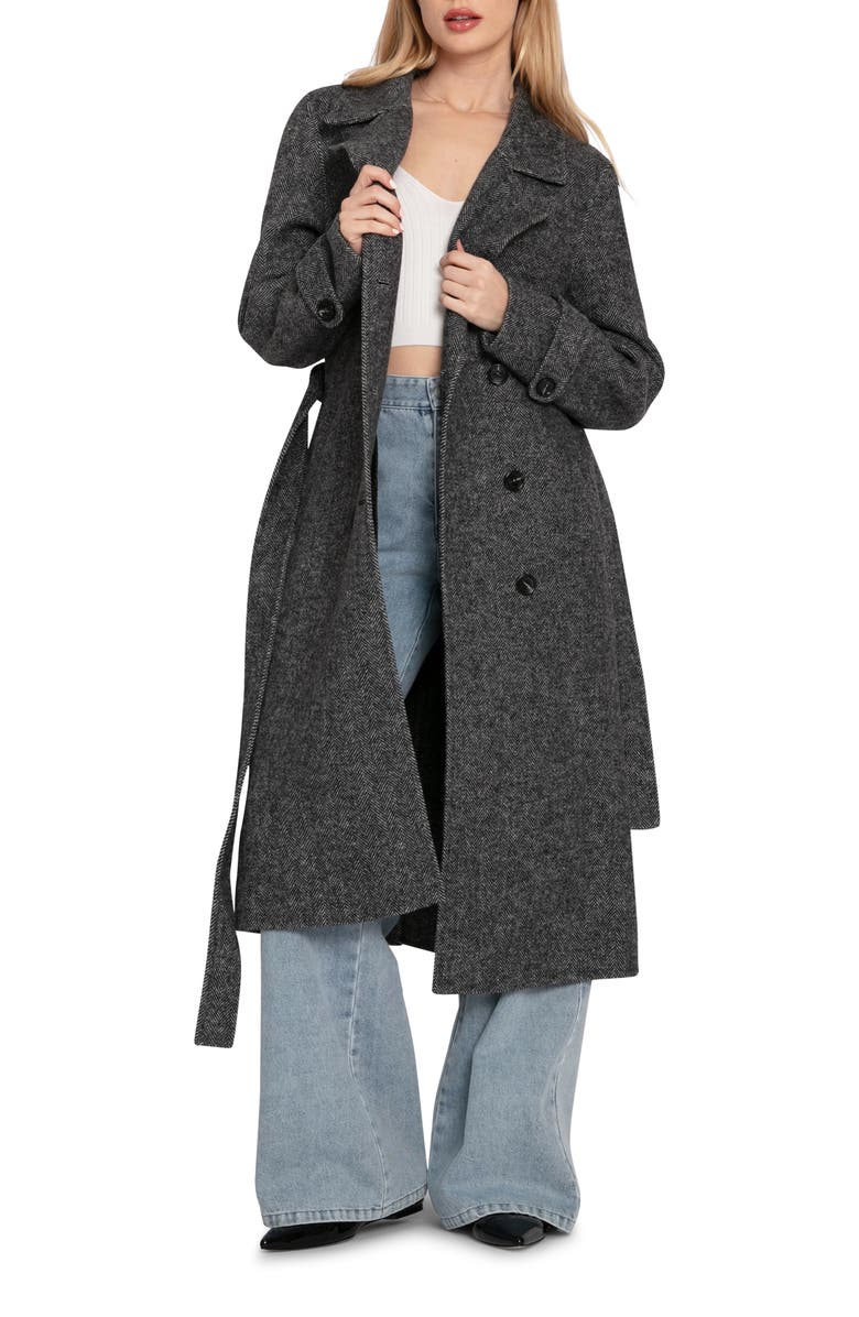 Belle & Bloom Front Runner Belted Coat, Main, color, Charcoal