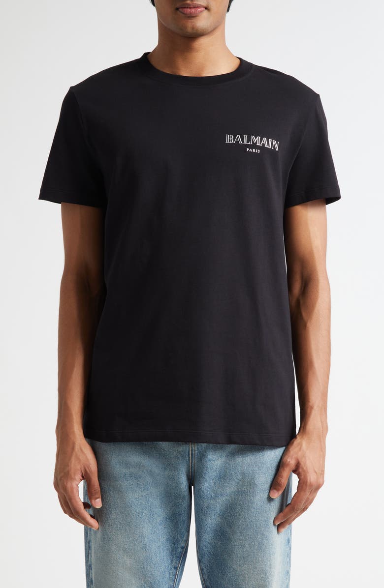 Balmain Gel Logo T-Shirt, Main, color, Eac Black/ Silver
