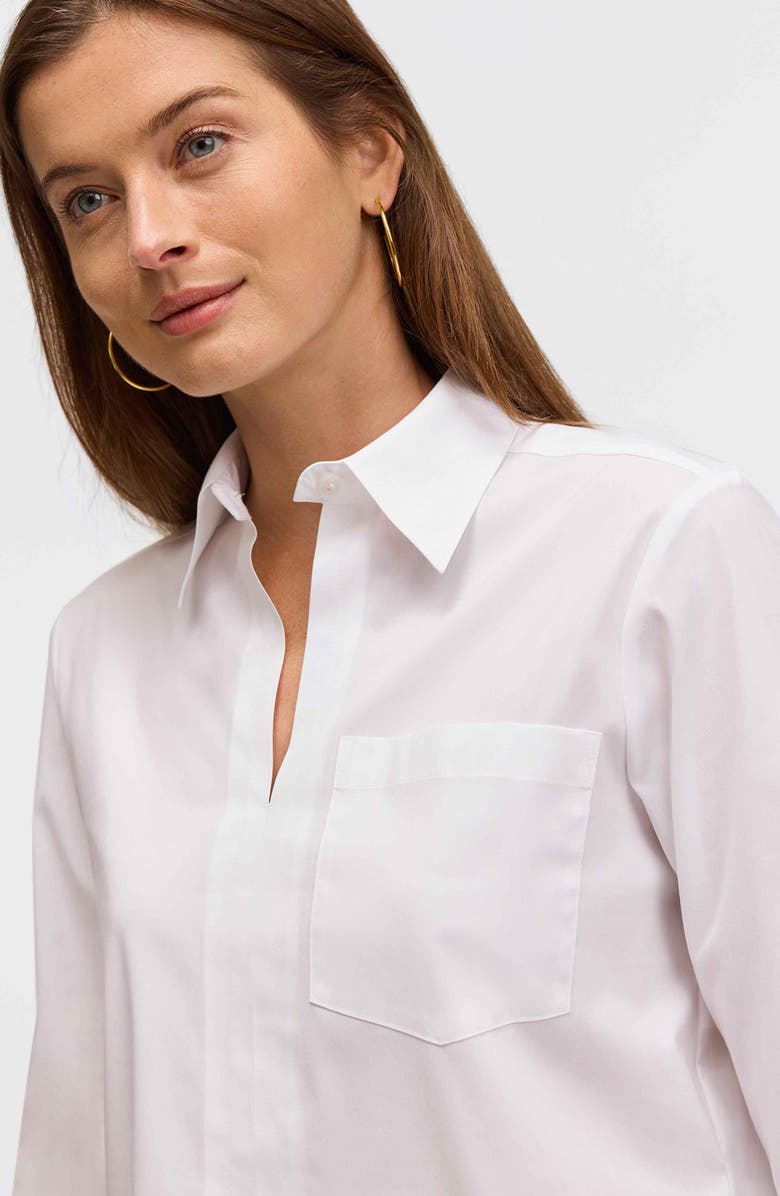 Foxcroft Bella Solid Popover Top, Alternate, color, White