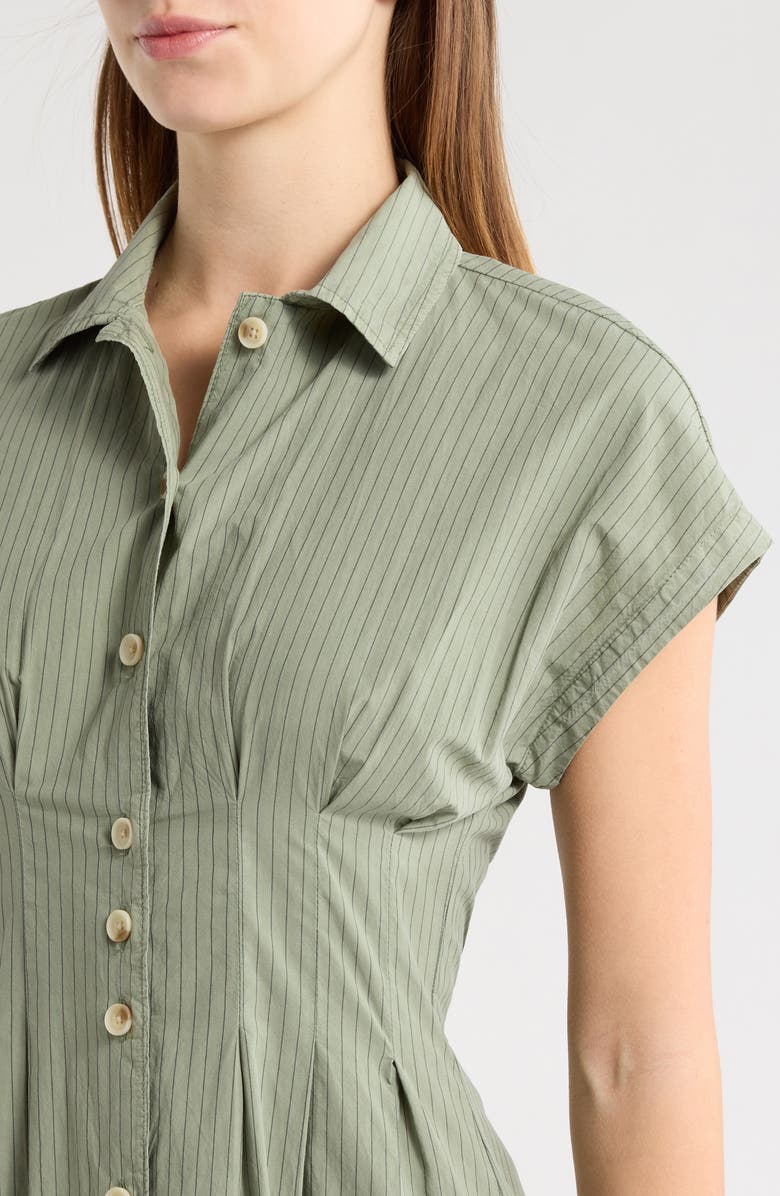 Marine Layer Arden Midi Shirtdress, Alternate, color, Olive/Navy Stripe