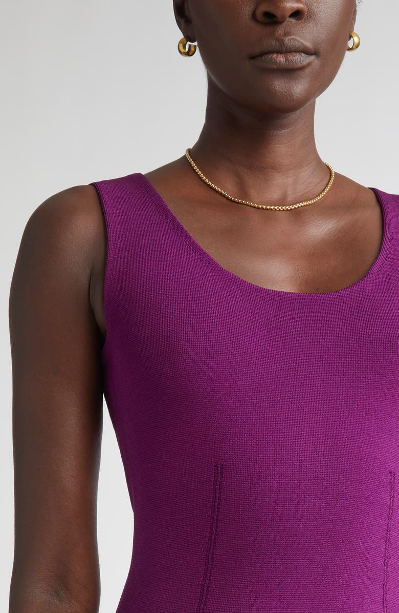 ST. JOHN Sleeveless Milano Knit Sheath Dress, Alternate, color, Boysenberry
