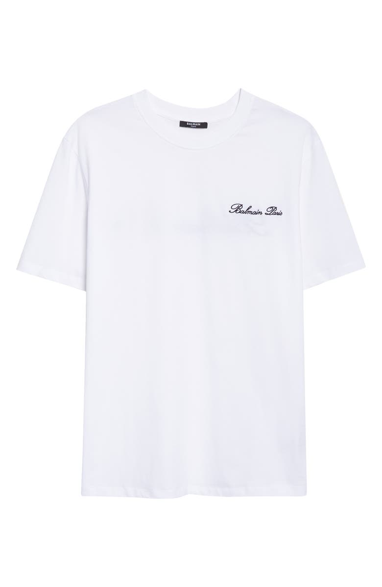 Balmain Paris Signature Embroidered T-Shirt, Alternate, color, Gab Black/ White