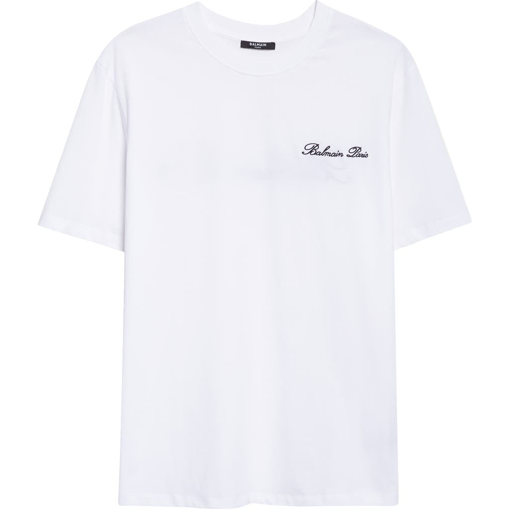 Balmain Paris Signature Embroidered T-shirt In White