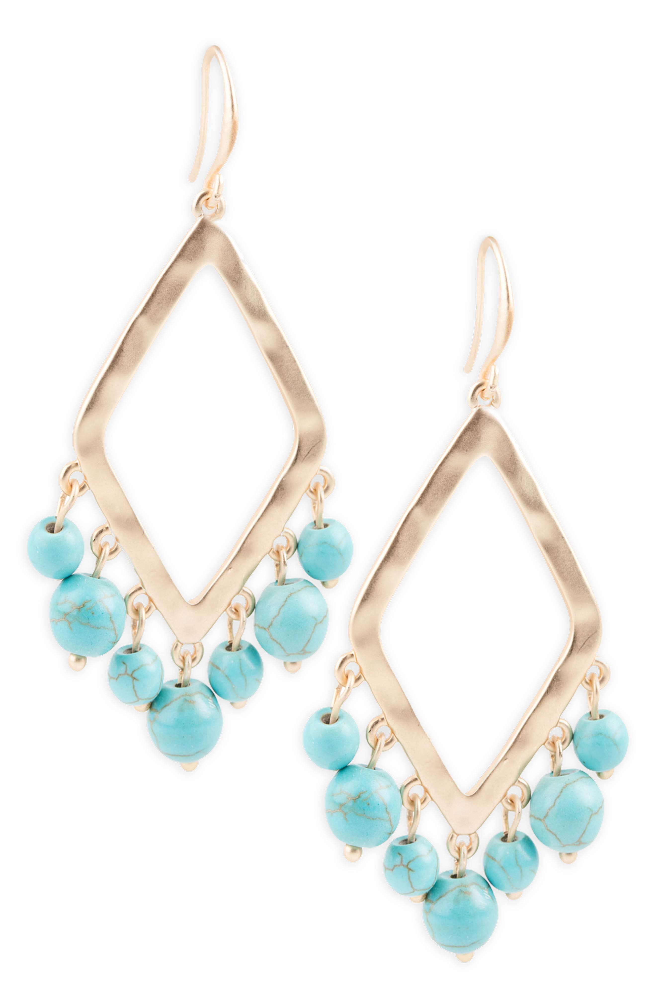 Turquoise Bead Dangle Earrings