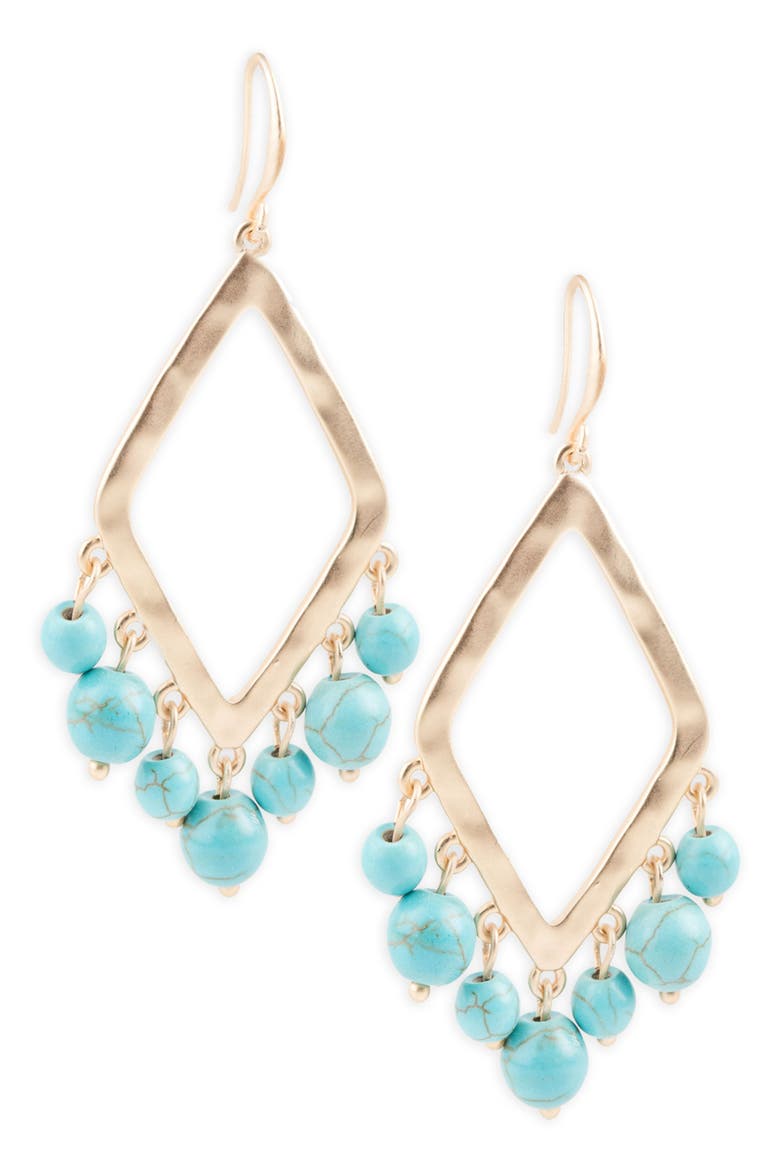 Turquoise Bead Dangle Earrings, Main, color, TURQUOISE