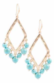 Turquoise Bead Dangle Earrings
