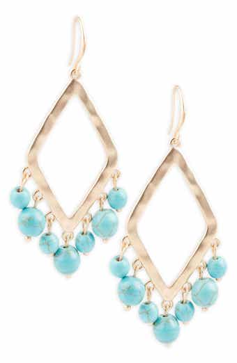 Turquoise Bead Dangle Earrings