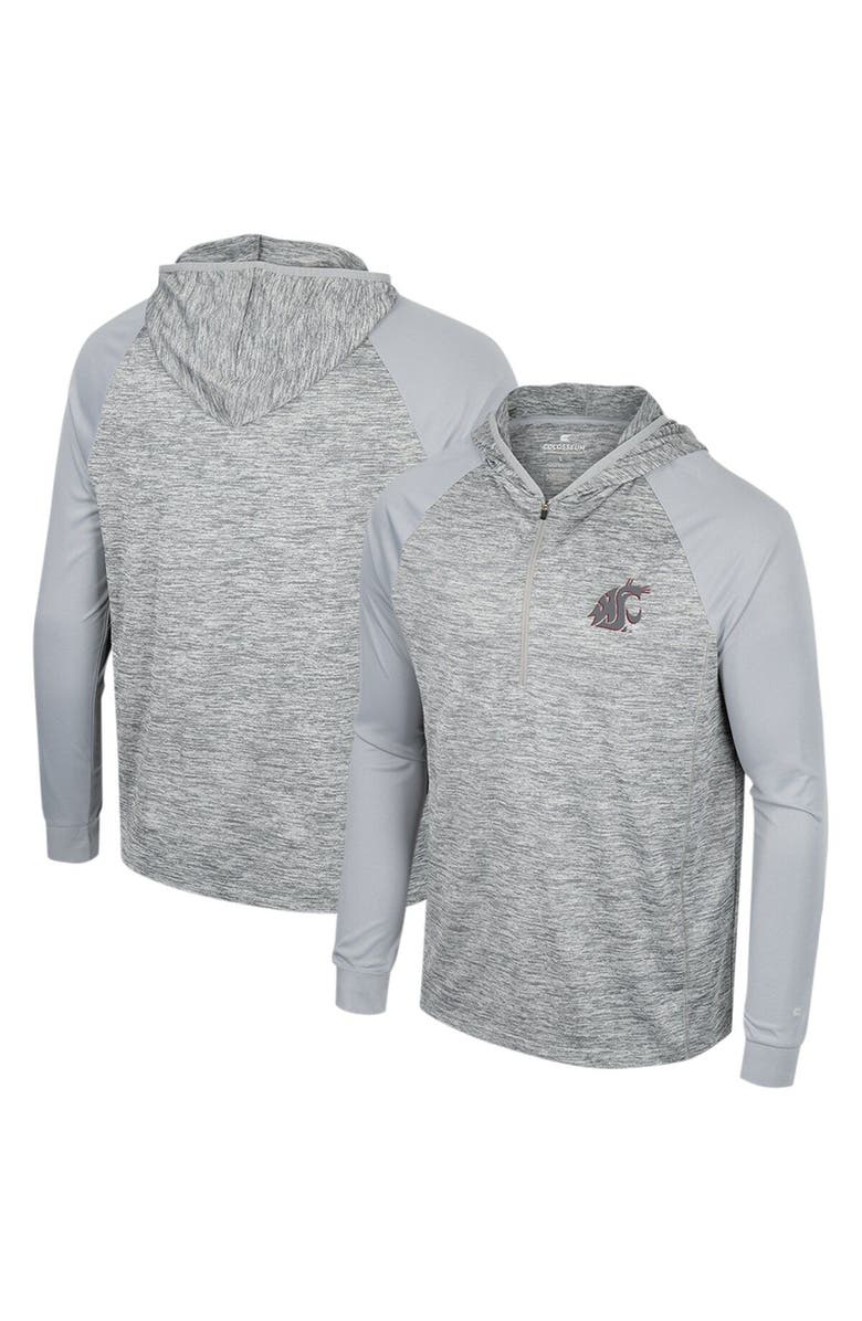 COLOSSEUM Men's Colosseum Gray Washington State Cougars Cybernetic Raglan Quarter-Zip Hooded Top, Main, color, Gray