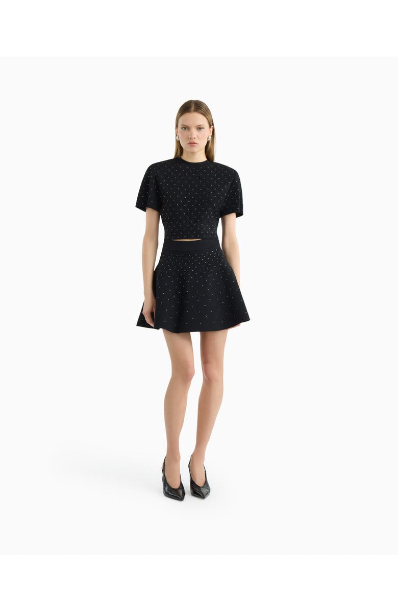 Dodiee Elodie jeweled flare skirt, Main, color, Black