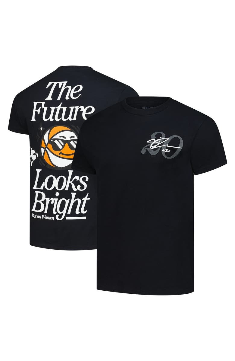 KUR8TED Unisex KÜR8TED Sabrina Ionescu Black New York Liberty The Future Looks Bright T-Shirt, Main, color, 