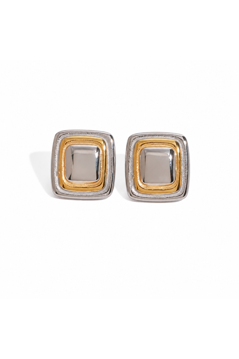Noa Sqaure Earrings, Main, color, Silver Two Tone
