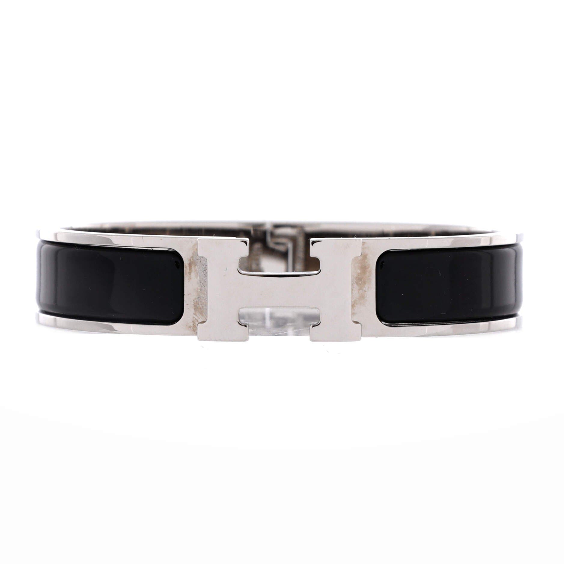 Clic H Bracelet Enamel Narrow, Main, color, Black