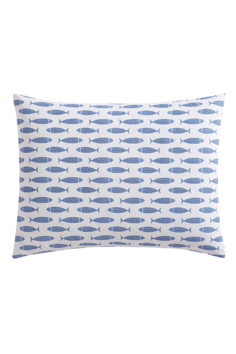 Fish Cotton Percale Duvet Set, Alternate, color, BLUE
