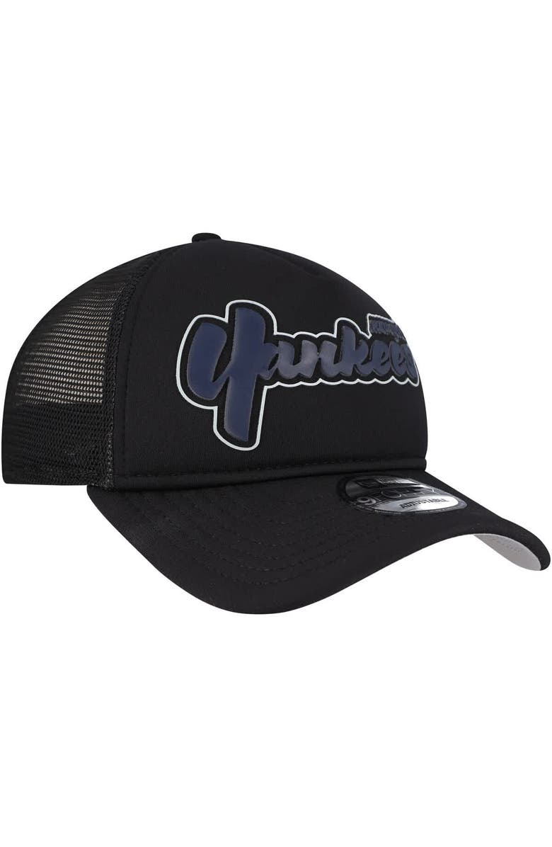 New Era Men's New Era Black New York Yankees Retro Bold A-Frame Trucker 9FORTY Adjustable Hat, Alternate, color, Black