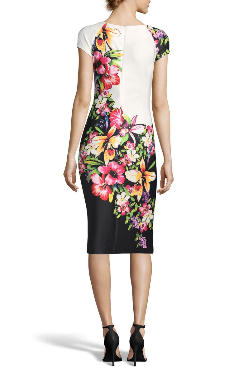 ECI Tropical Print Sheath Dress, Alternate, color, 