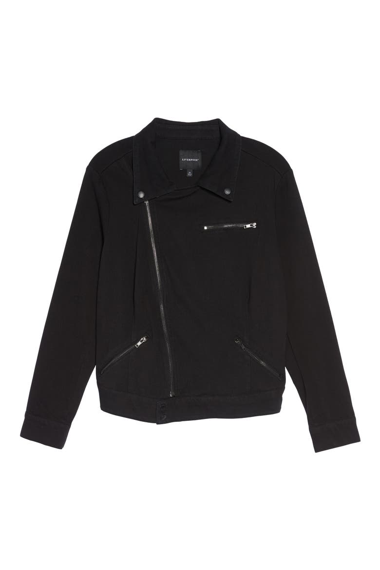 Zip Knit Moto Jacket, Alternate, color, BLACK