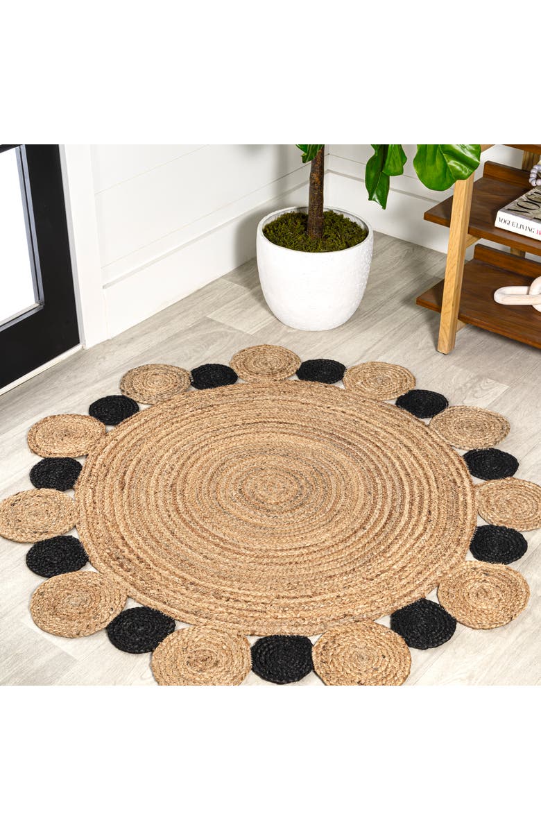 JONATHAN Y Ayana Two-Tone Jute Hippy Circle Round Area Rug, Alternate, color, Natural/Black