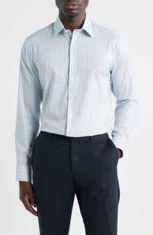 Trim Fit Check Premium Performance Twill Dress Shirt
