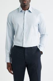 Nordstrom Trim Fit Check Premium Performance Twill Dress Shirt