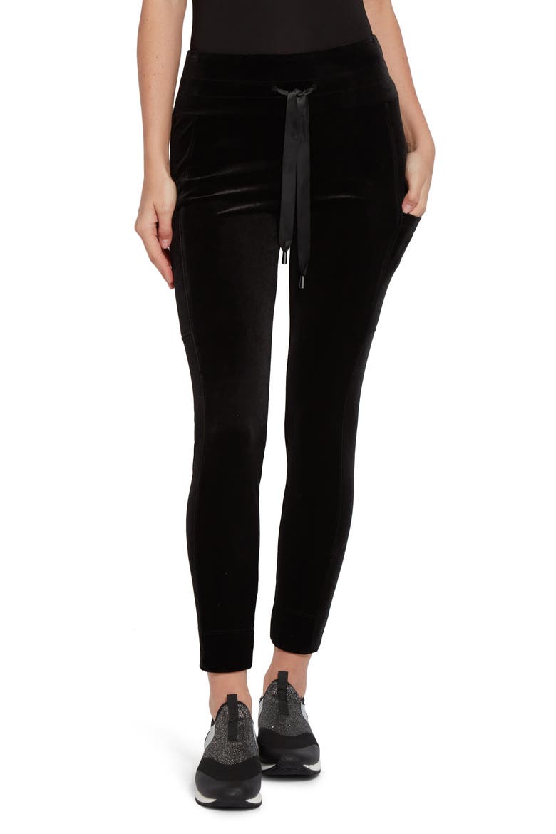 Lyssé Nook Velvet Joggers, Main, color, BLACK