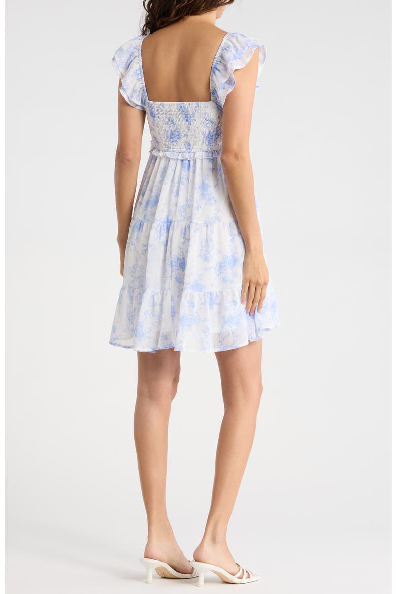 Ruffle Smocked Tiered Minidress, Alternate, color, CREAM BLUE