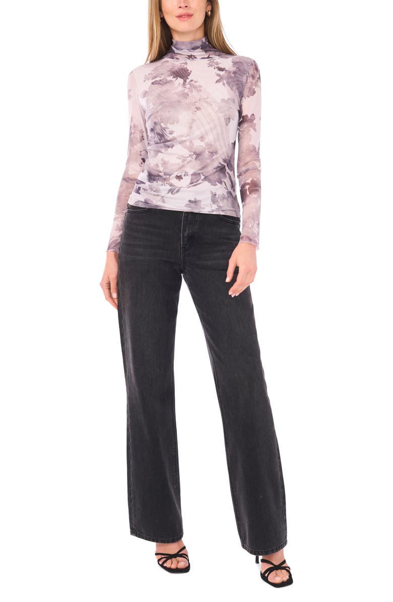 1.STATE Mock Neck Long Sleeve Mesh Top, Alternate, color, Gray Dawn