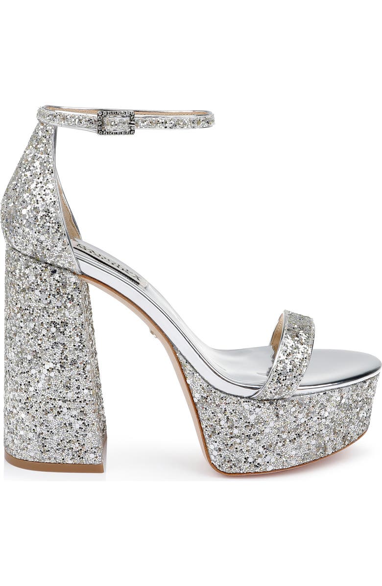 Badgley Mischka Collection Party Ankle Strap Platform Sandal, Alternate, color, Silver Gli