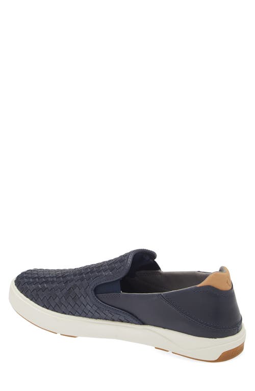 Olukai Lae'ahi Lauhala Woven Leather Shoe In Blue