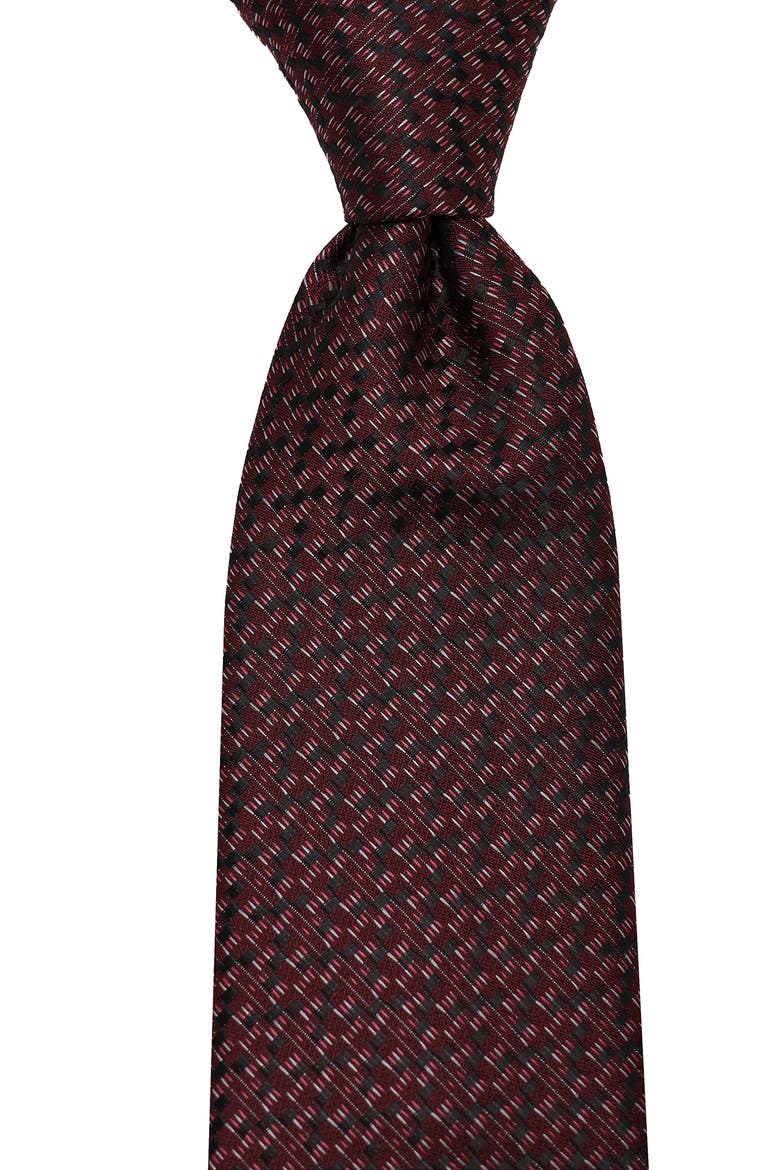 Textured Neat Tie, Alternate, color, BLACK/ BURGUNDY