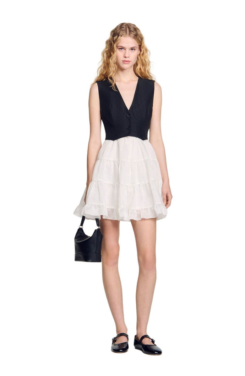 SANDRO Two-tone mini dress, Alternate, color, 