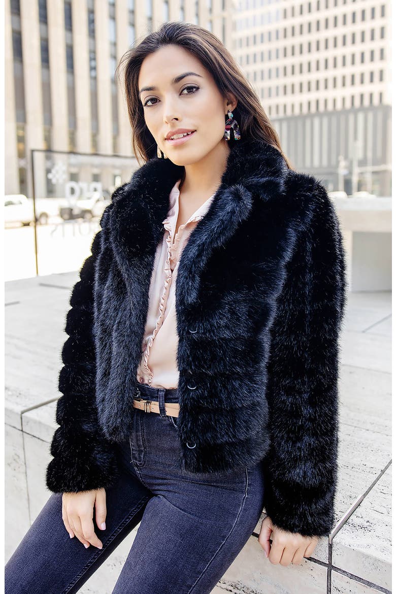 Maven Faux Fur Jacket, Alternate, color, BLACK