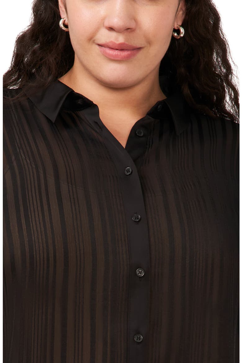 Stripe Button-Up Tunic Top, Alternate, color, RICH BLACK