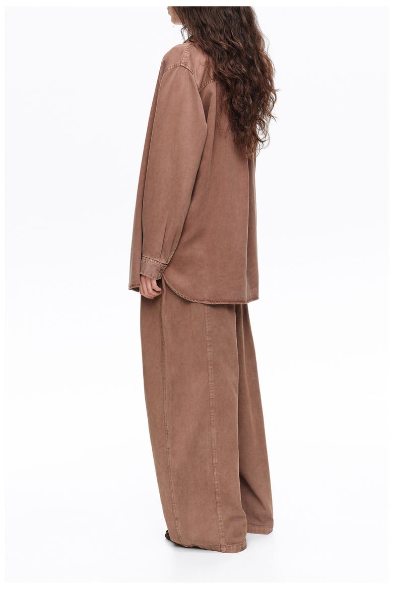 Fluid wide-leg denim trousers, Alternate, color, WASHED BROWN