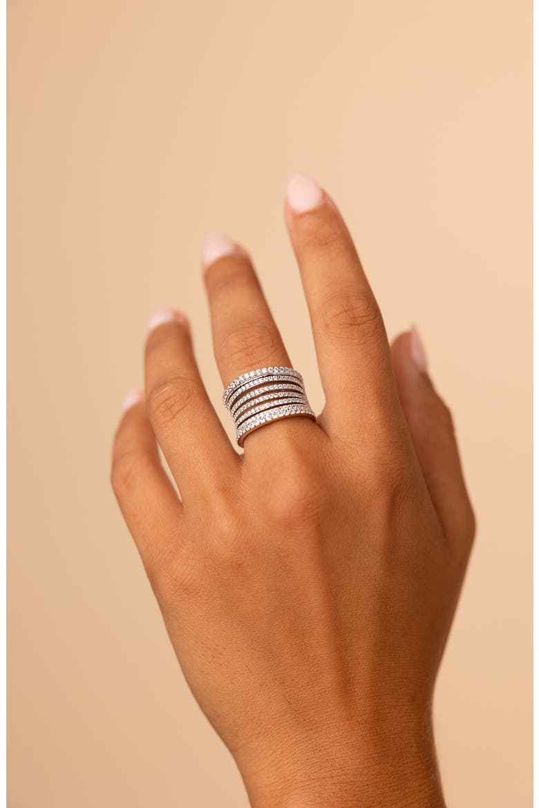 Cubic Zirconia Multi-Row Band Ring, Alternate, color, SILVER