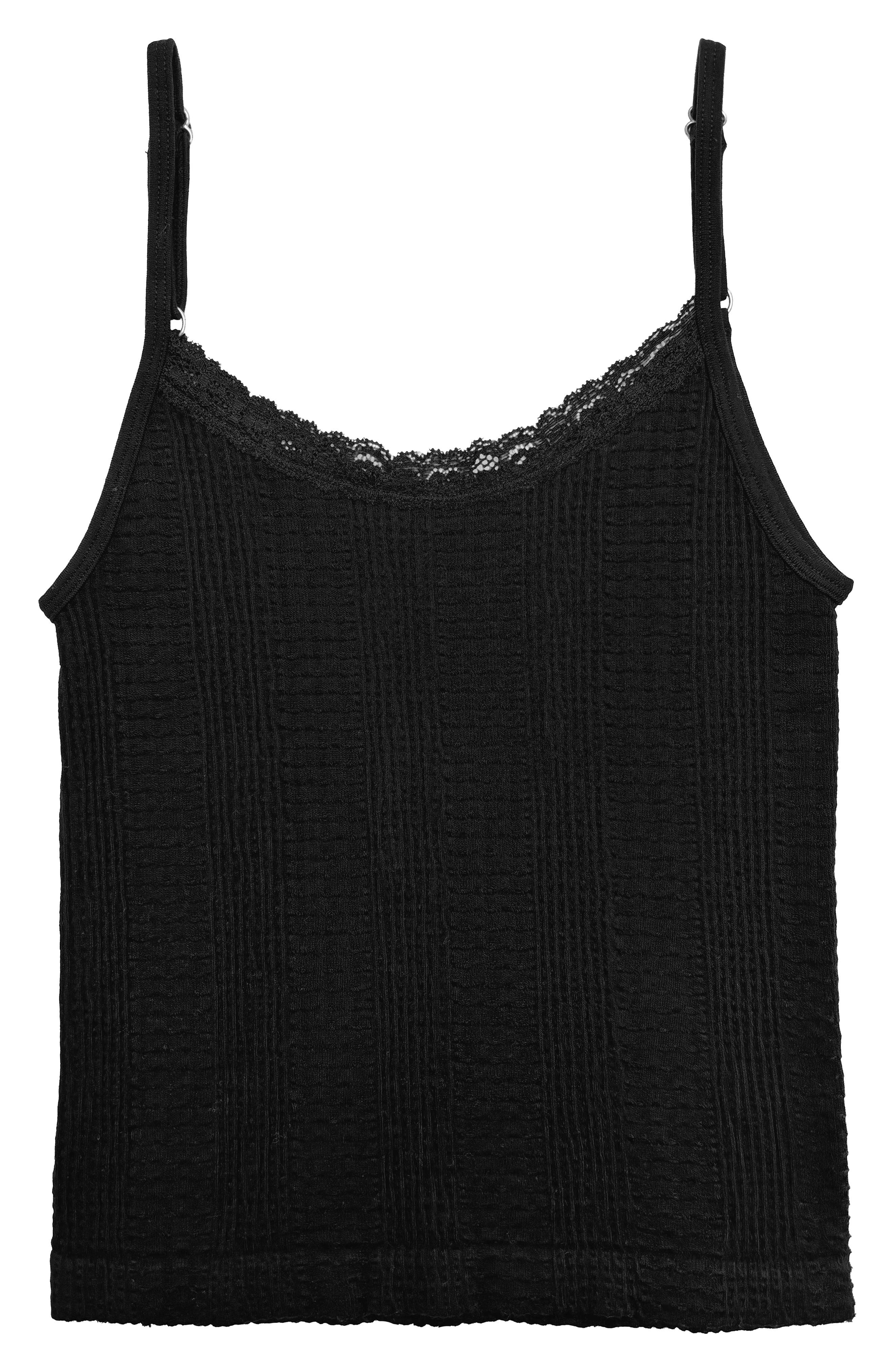 Suzette Collection Kids' Lace Trim Textured Camisole in Black 