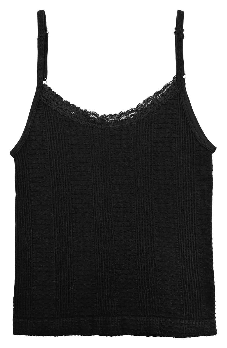 Suzette Collection Kids' Lace Trim Textured Camisole, Main, color, Black