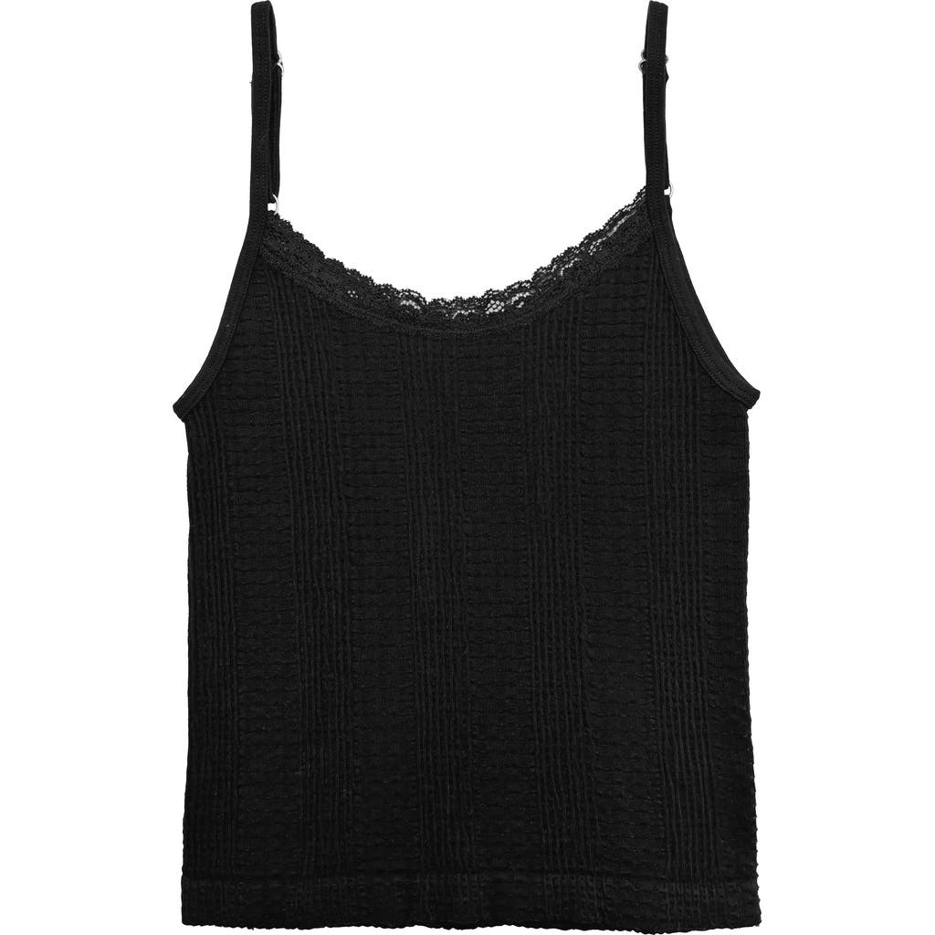 Suzette Collection Kids' Lace Trim Textured Camisole in Black  product