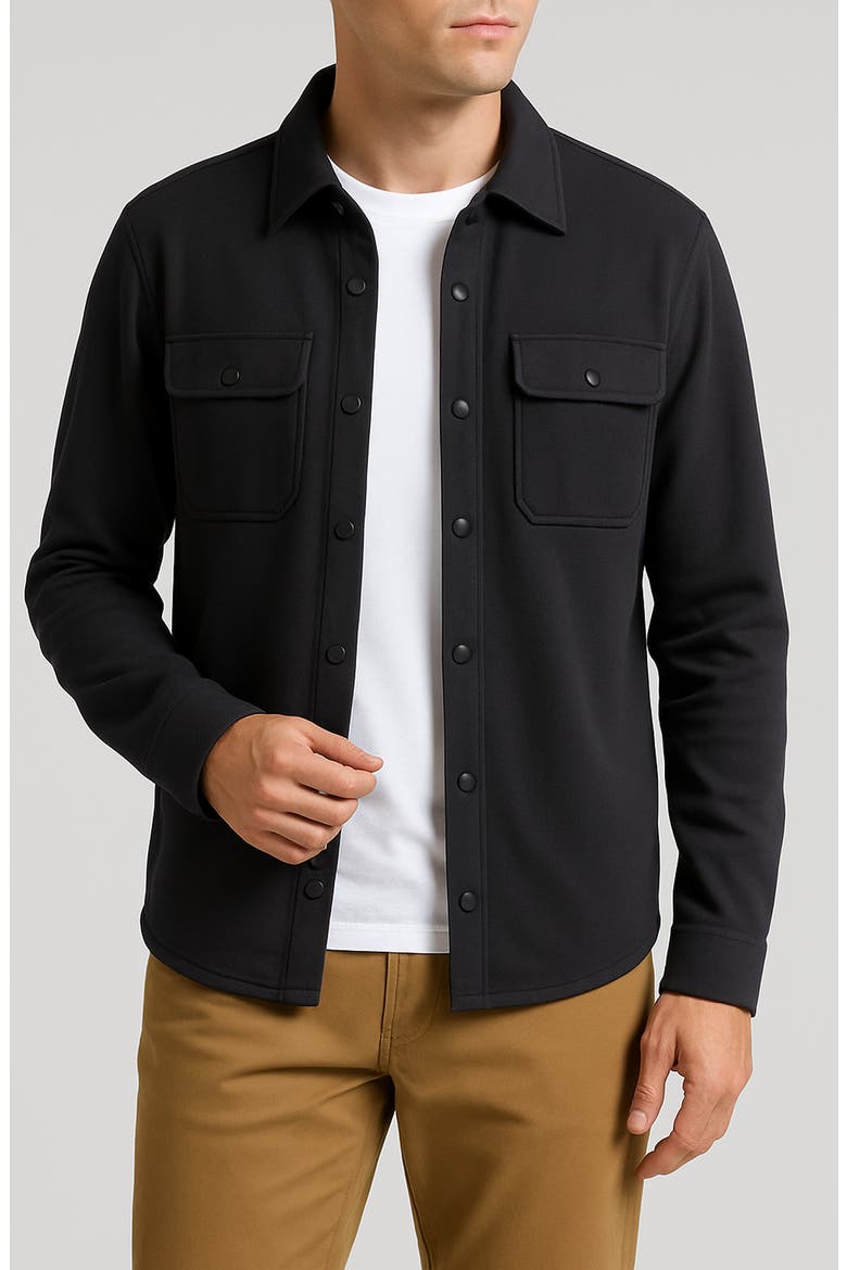 Roma Button Down Shirt Jacket, Main, color, BLACK