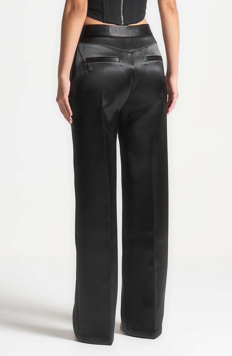 Manière De Voir Bella Satin Tailored Trousers, Alternate, color, Black