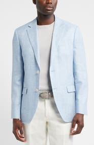 Nordstrom Henrik Trim Fit Light Blue Slub Linen & Wool Sport Coat