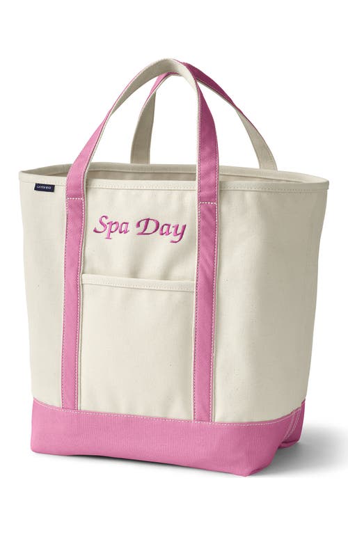 Lands' End Open Top Canvas Tote Bag in Natural/fresh Pink at Nordstrom, Size X-Large