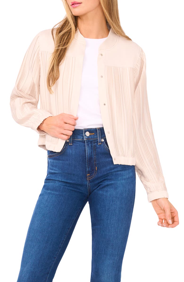 Halogen<sup>®</sup> Pleated Bomber Jacket, Main, color, Flax Taupe