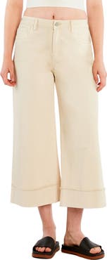 HINT OF BLU Cuffed Ankle Wide Leg Jeans