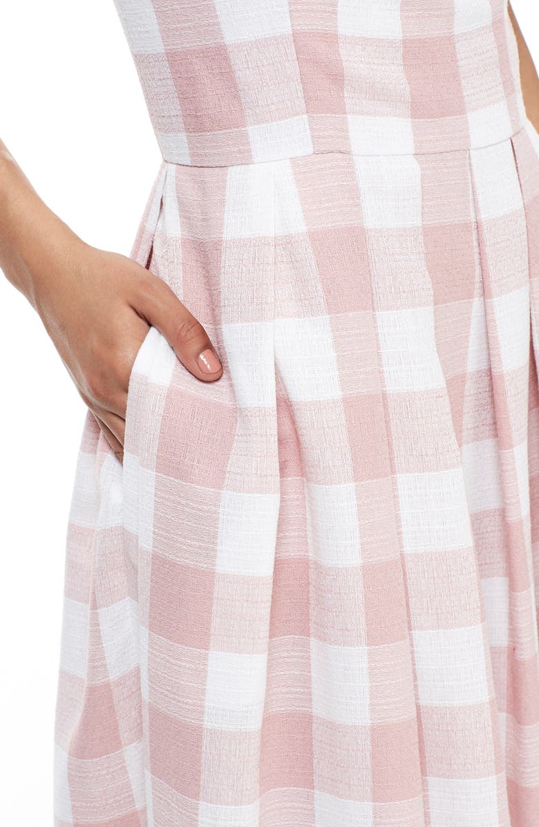 Gal Meets Glam Collection Polly Cross Back Pleated Sundress, Alternate, color, 