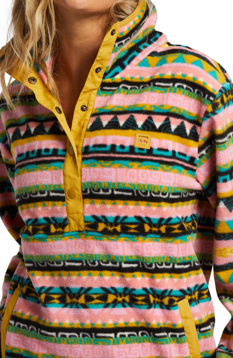 Billabong Switchback Lite Stripe Fleece Pullover, Alternate, color, Pink Multi