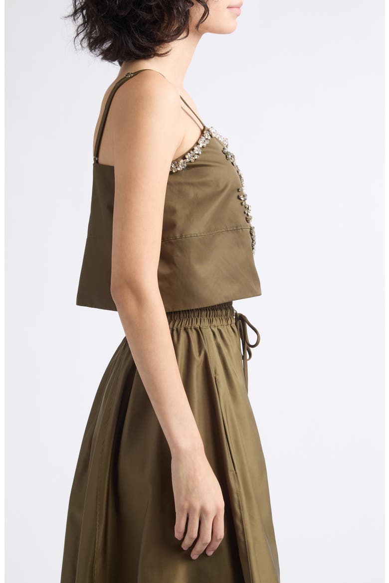 Marilyn Rhinestone Crop Camisole, Alternate, color, DARK OLIVE