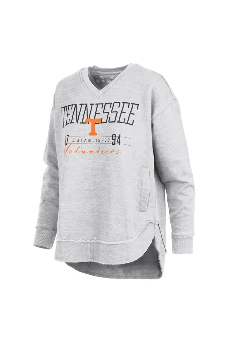 Women's Pressbox  Heather Gray Tennessee Volunteers Marcus East Hall Poncho V-Neck Sweatshirt, Alternate, color, Heather Gray
