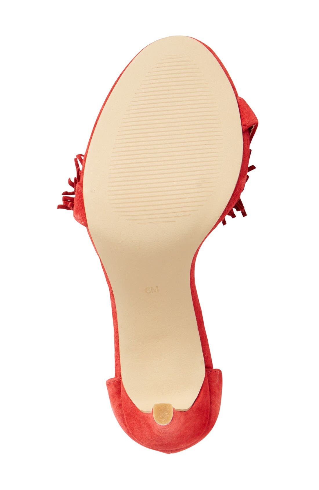 'Sassey' Fringe Sandal, Alternate, color, RED SUEDE