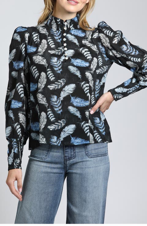 Puff Shoulder Button Front Top